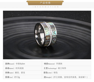 Punk European And American Titanium Steel Trend New Single Drain Diamond Personality Glass Ring Wholesale