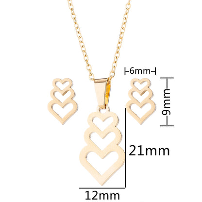 Fashion Heart Shape Stainless Steel Jewelry Set 2 Pieces