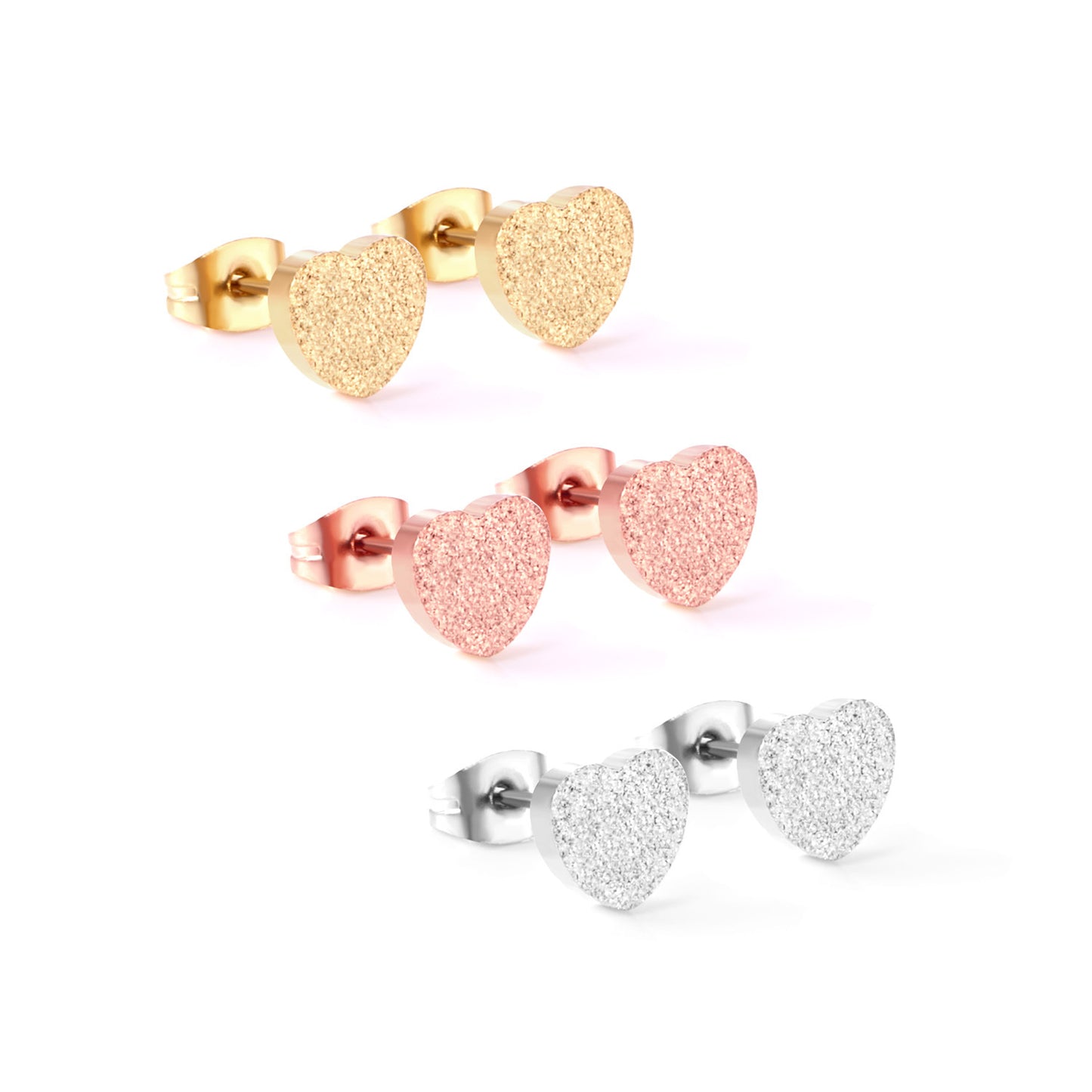 Fashion Heart Shape Stainless Steel Plating Ear Studs 1 Pair