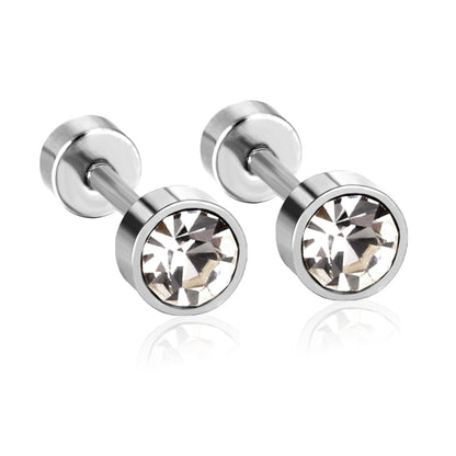 Fashion Geometric Stainless Steel Inlay Zircon Ear Studs 1 Pair