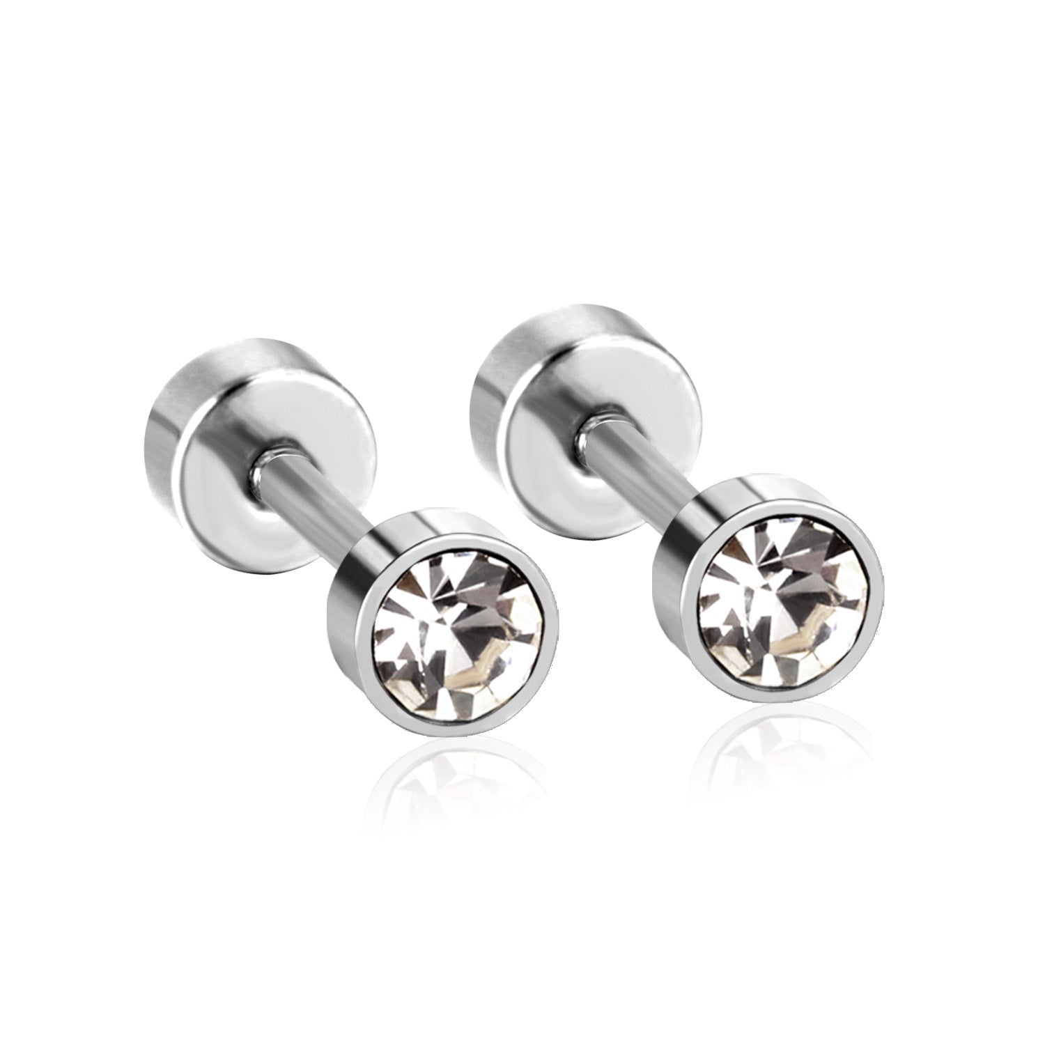 Fashion Geometric Stainless Steel Inlay Zircon Ear Studs 1 Pair