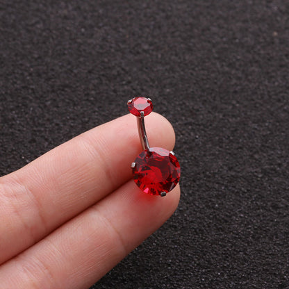Color Zircon Belly Button Nail Stainless Steel Double Head Round Zircon Umbilical Nail