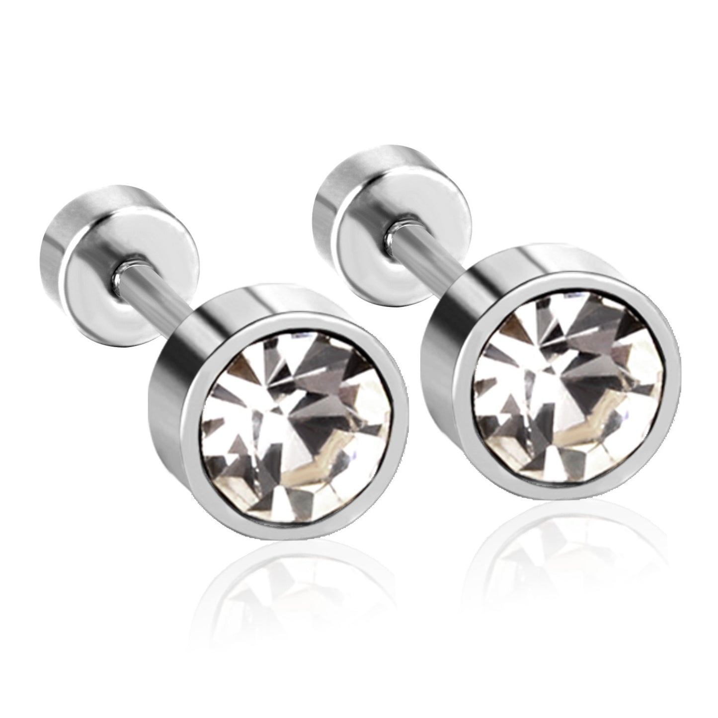 Fashion Geometric Stainless Steel Inlay Zircon Ear Studs 1 Pair