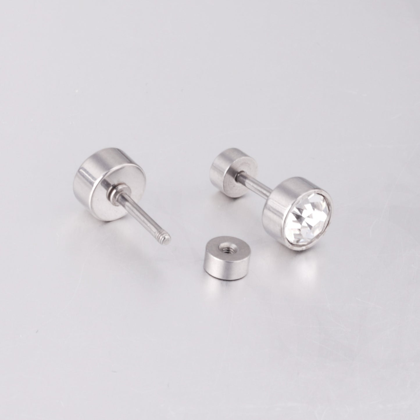 Fashion Geometric Stainless Steel Inlay Zircon Ear Studs 1 Pair