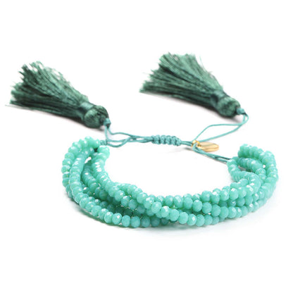 Hand-woven Demon Eye Crystal Tassel Stacking Bracelet