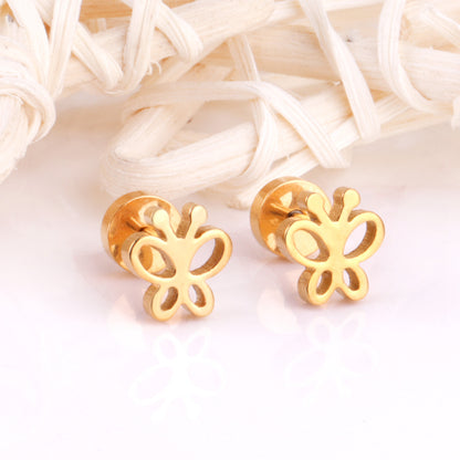 Simple Style Butterfly Stainless Steel Plating Ear Studs 1 Pair