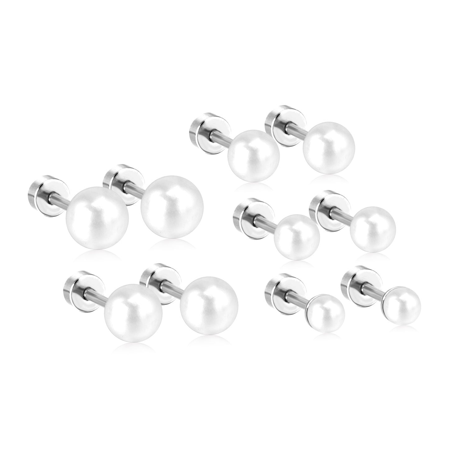 1 Pair Simple Style Geometric Inlay Stainless Steel Artificial Pearls Ear Studs