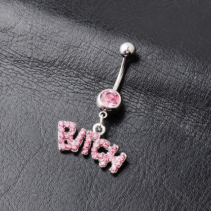 Fashion Letter Alloy Diamond Belly Ring