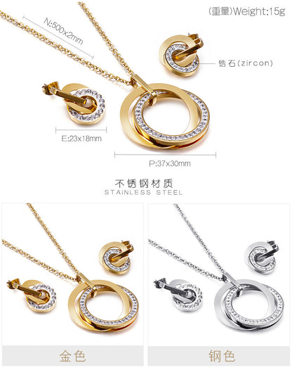 New Style Stainless Steel Jewelry Wholesale Double Ring Interlocking Diamond Jewelry Wholesale