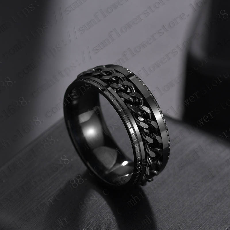 Fashion Chains Print Stainless Steel Plating Rings 1 Piece
