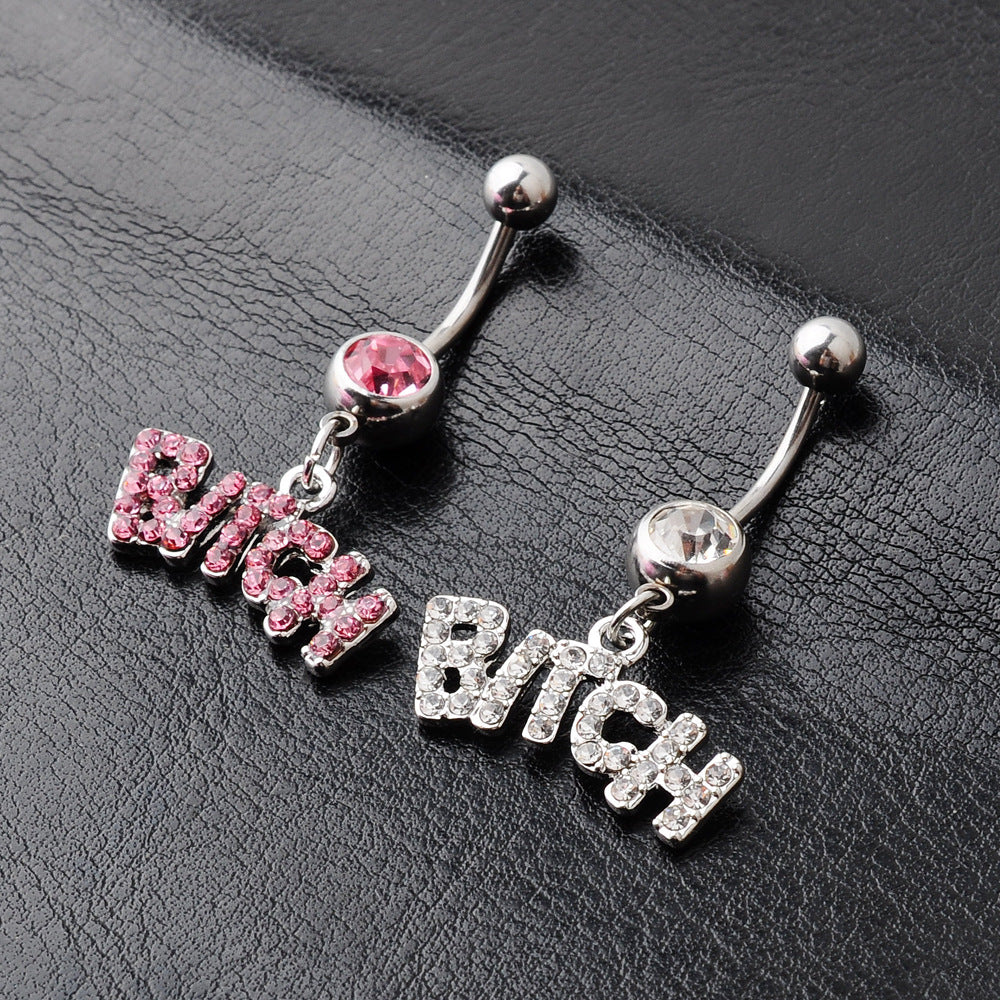 Fashion Letter Alloy Diamond Belly Ring