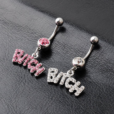 Fashion Letter Alloy Diamond Belly Ring