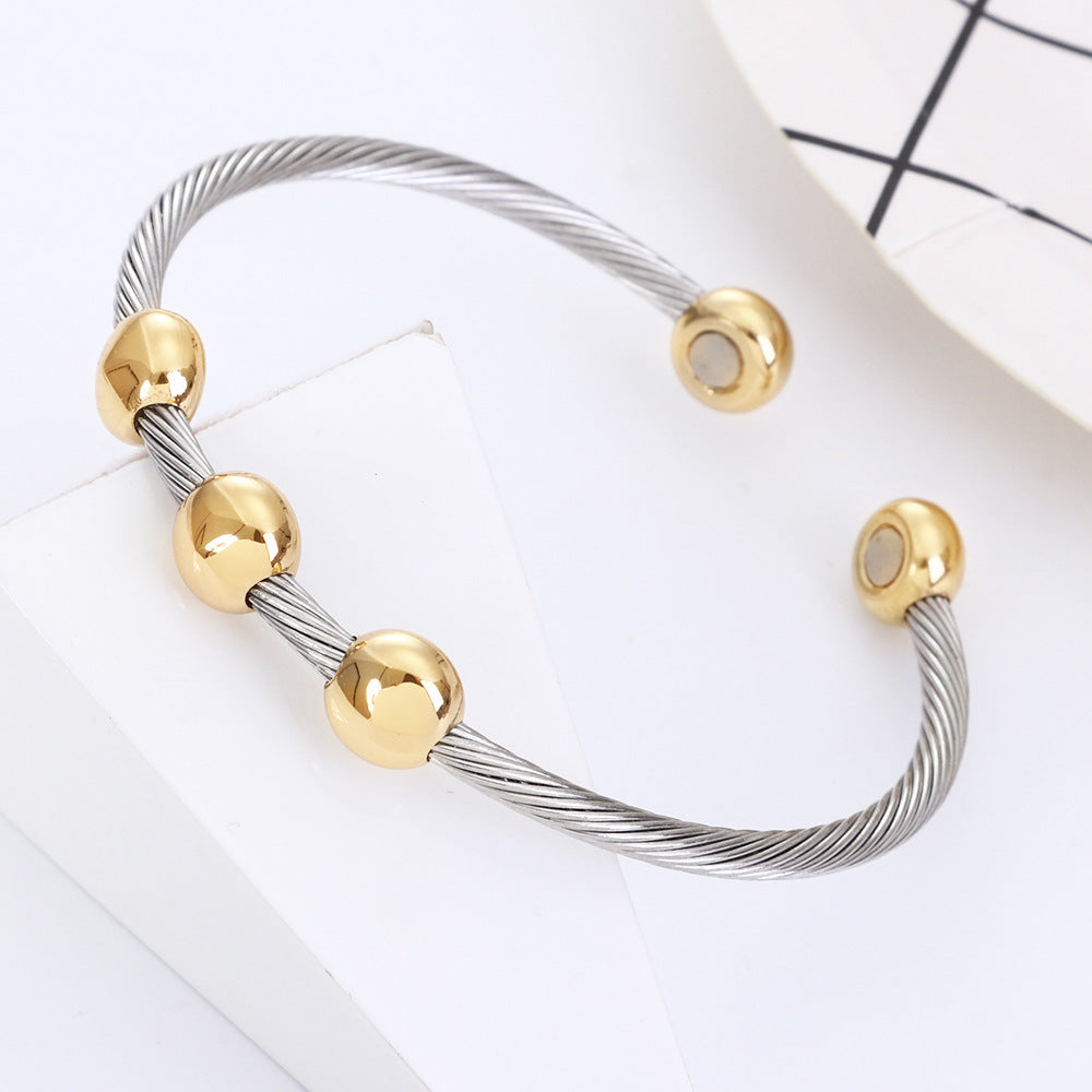 Casual Simple Style Oval Stainless Steel Magnetic Bangle