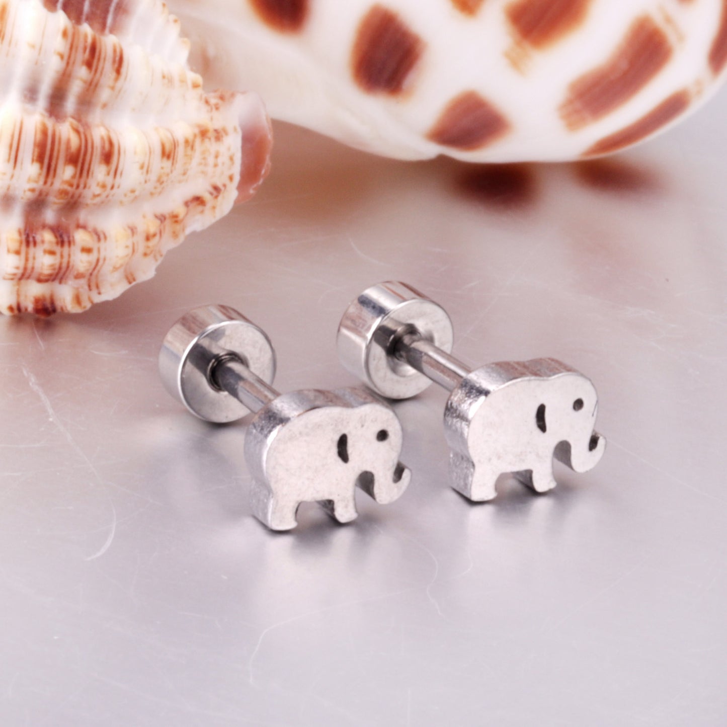 Cute Elephant Stainless Steel Ear Studs 1 Pair