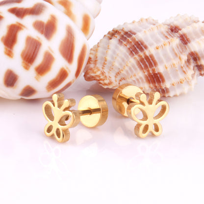 Simple Style Butterfly Stainless Steel Plating Ear Studs 1 Pair