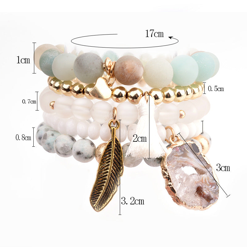 1 Set Fashion Leaf Natural Stone Plating Bracelets
