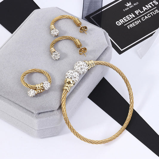 Streetwear Star Stainless Steel Inlay Artificial Gemstones Rings Bracelets Earrings