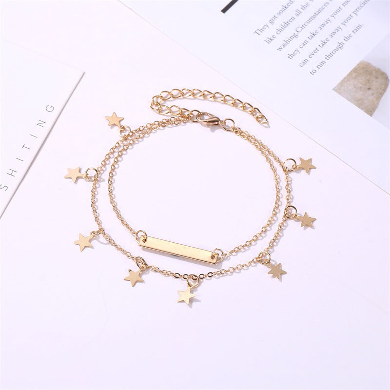 Simple Double-layer Five-pointed Star Anklet Wholesale