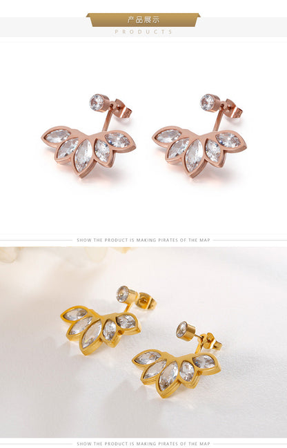 Korean Zircon Flower Stainless Steel Earrings Wholesale Gooddiy