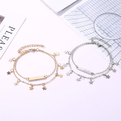 Simple Double-layer Five-pointed Star Anklet Wholesale