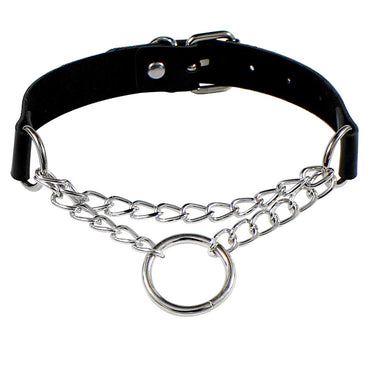 Punk Round Pu Leather Alloy Plating Chain Women's Choker