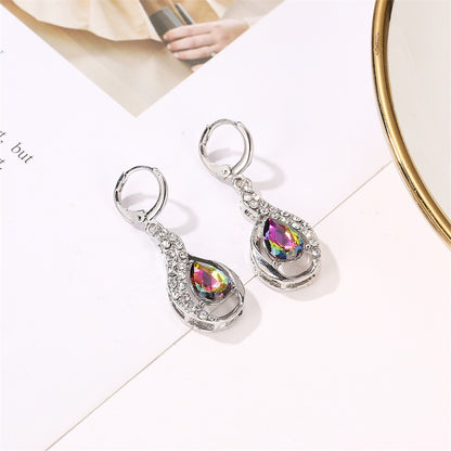 New Colorful Drop Pendant Diamond-studded Colorful Zircon Ear Buckle Earrings Wholesale