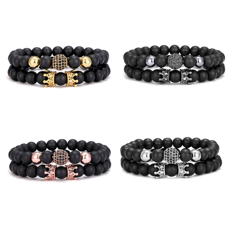 Hip-Hop Crown Glass Unisex Bracelets