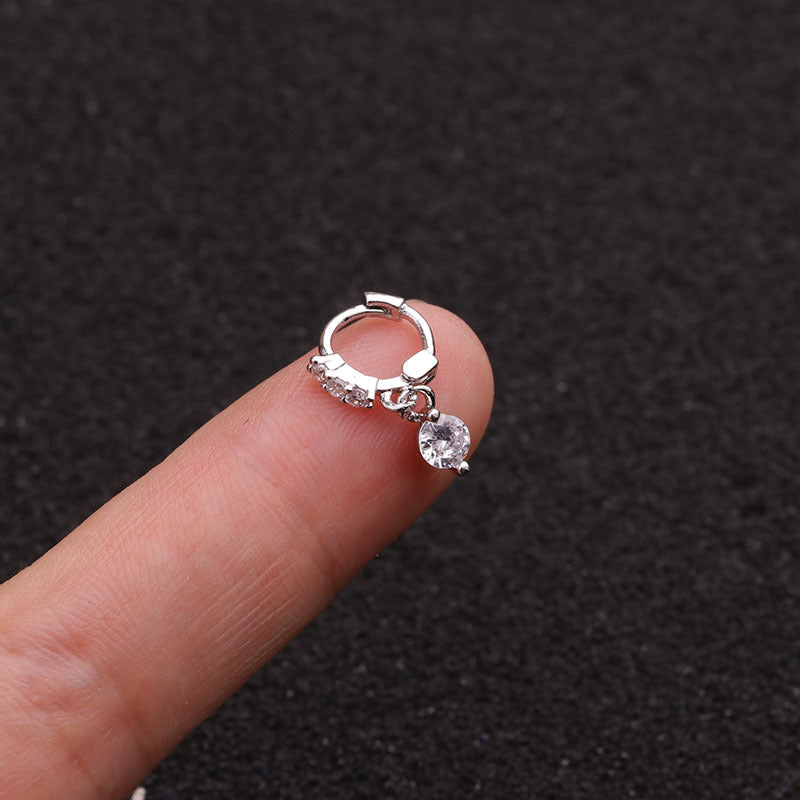 Single Piece Hot Selling Jewelry Inlaid Zircon Cartilage Earrings Creative Flower Small Ear Buckle Cross-border Piercing