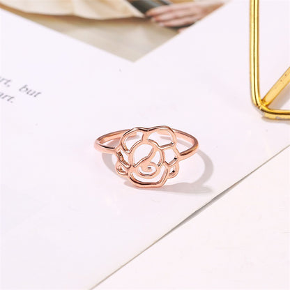 Rings Jewelry Temperament Rose Gold Rose Lady Ring Hollow Open Single Ring Wholesale