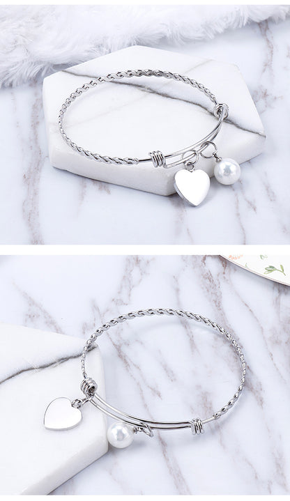 Jewelry Pearl Bracelet Simple Heart-shaped Adjustable Bracelet Jewelry