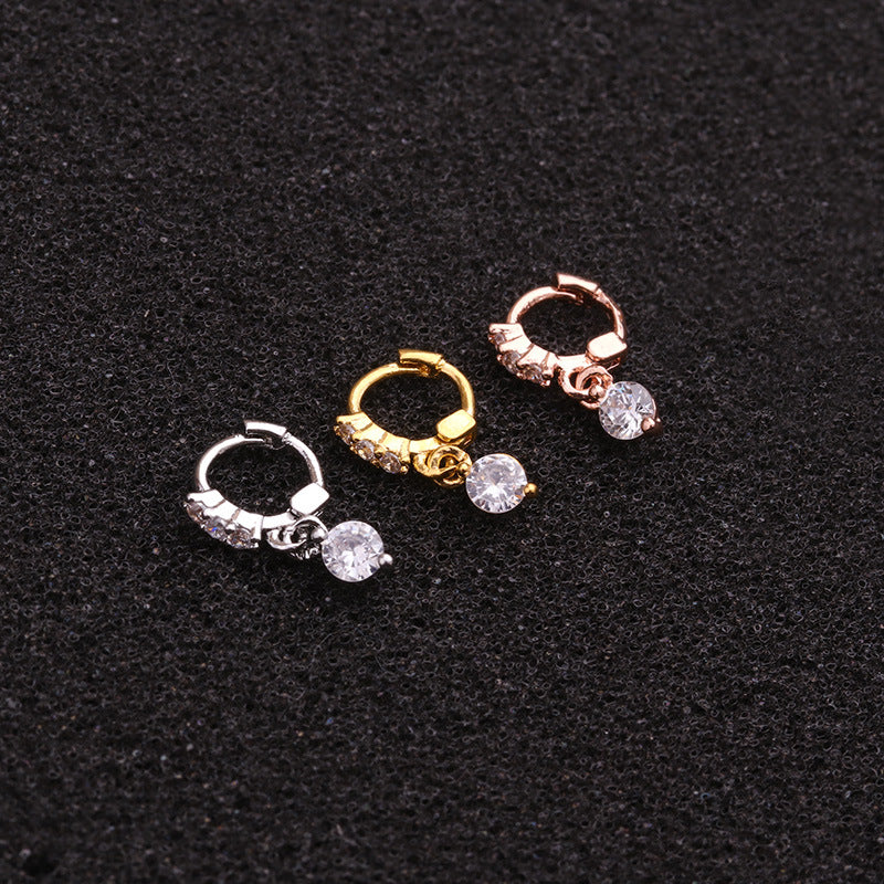 Single Piece Hot Selling Jewelry Inlaid Zircon Cartilage Earrings Creative Flower Small Ear Buckle Cross-border Piercing