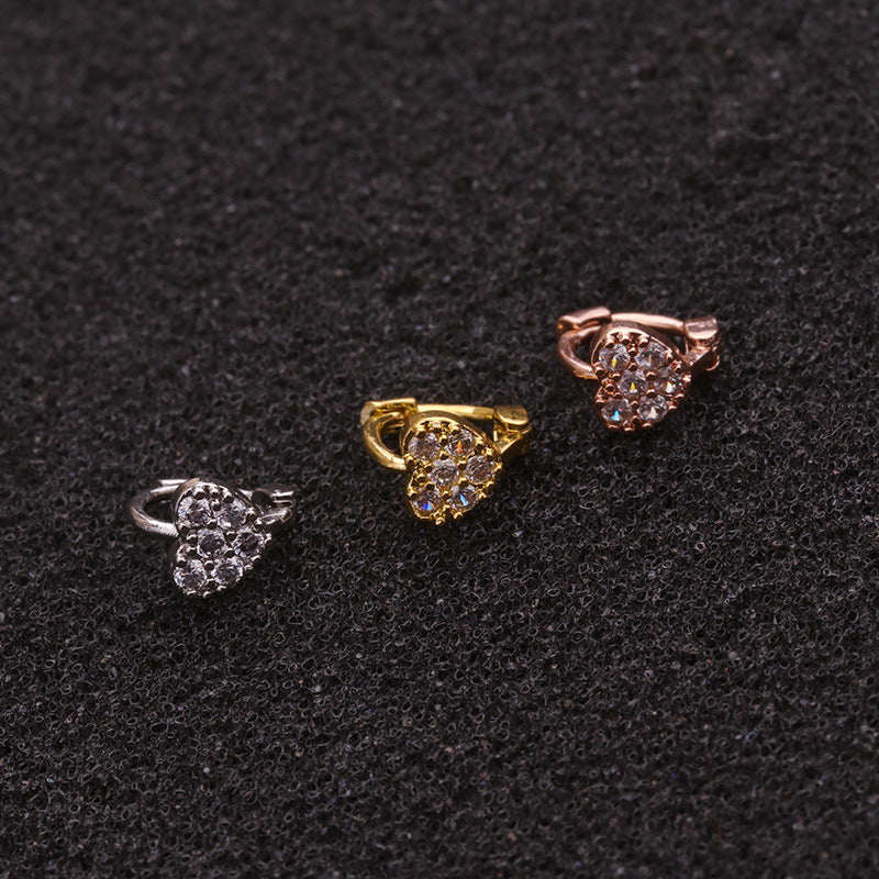 Single Piece Hot Selling Jewelry Inlaid Zircon Cartilage Earrings Creative Flower Small Ear Buckle Cross-border Piercing