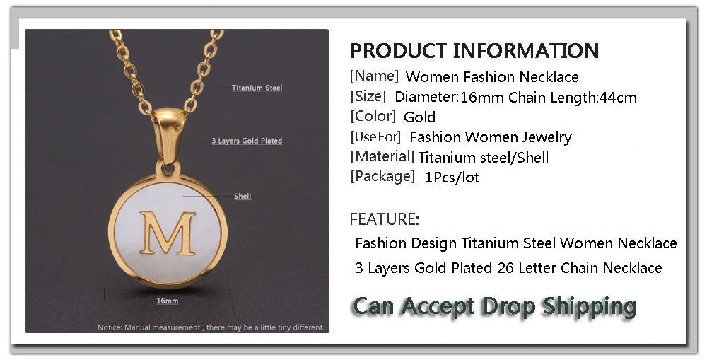 Fashion Letter Stainless Steel Titanium Steel Chain Pendant Necklace 1 Piece