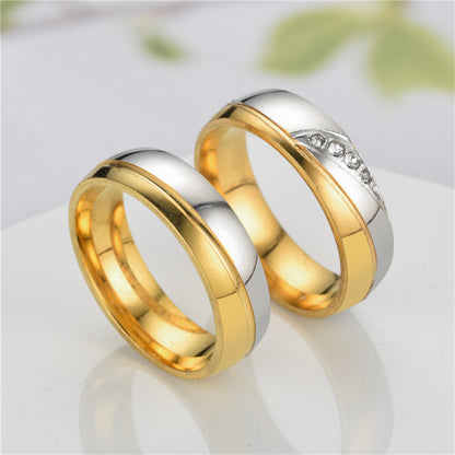 Basic Classic Style Geometric Stainless Steel Inlay Artificial Gemstones Rings