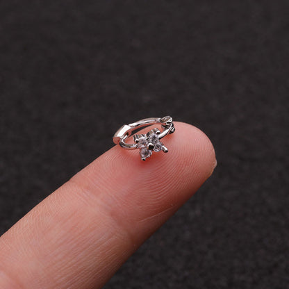 Single Piece Hot Selling Jewelry Inlaid Zircon Cartilage Earrings Creative Flower Small Ear Buckle Cross-border Piercing