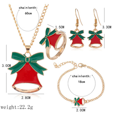 Fashion Santa Claus Alloy Enamel Women's Bracelets Earrings Necklace 1 Set