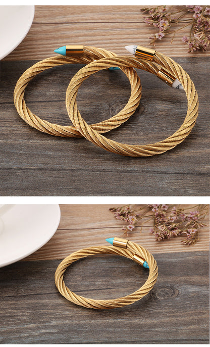 Wholesale Jewelry Twist Chain Stainless Steel Arrow Opening Bracelet Gooddiy