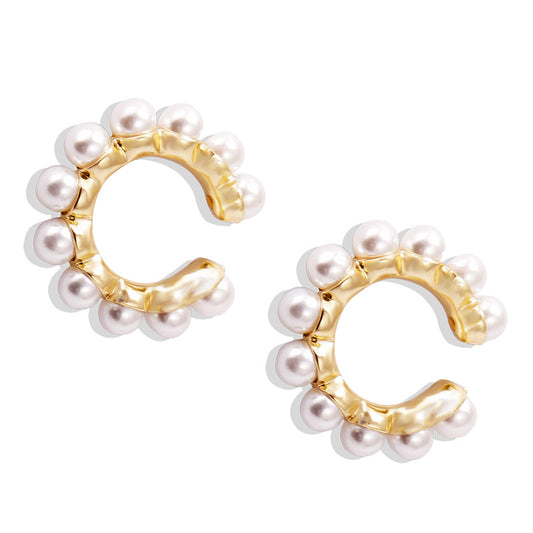Wholesale Jewelry Lady Geometric Alloy Artificial Gemstones Inlaid Pearls Earrings