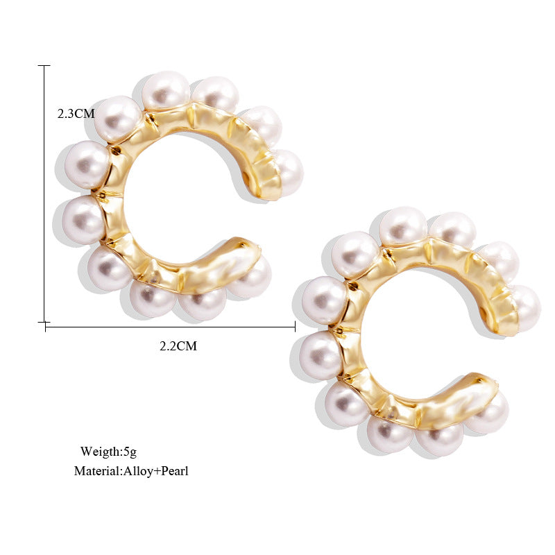 Wholesale Jewelry Lady Geometric Alloy Artificial Gemstones Inlaid Pearls Earrings