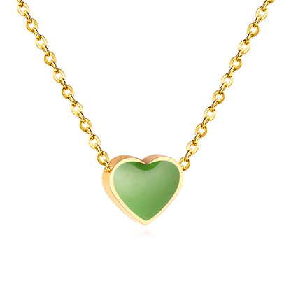 Sweet Heart Shape Stainless Steel Titanium Steel Enamel Plating Pendant Necklace 1 Piece