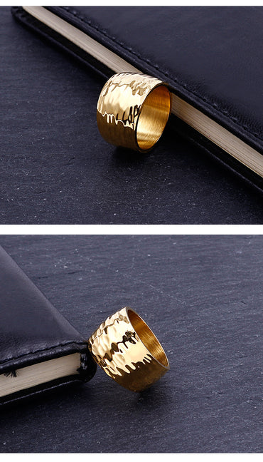 From  Simple Style Ring Stainless Steel Irregular Pattern Ring Unisex Ring
