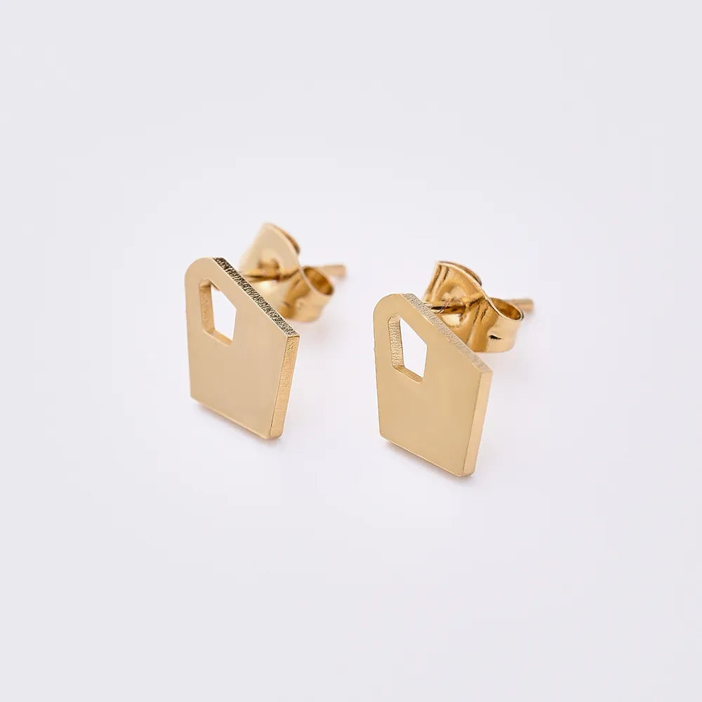 12 Pairs Casual Modern Style Simple Style Triangle Geometric Oval Handmade Polishing Laser 304 Stainless Steel Gold Plated Ear Studs