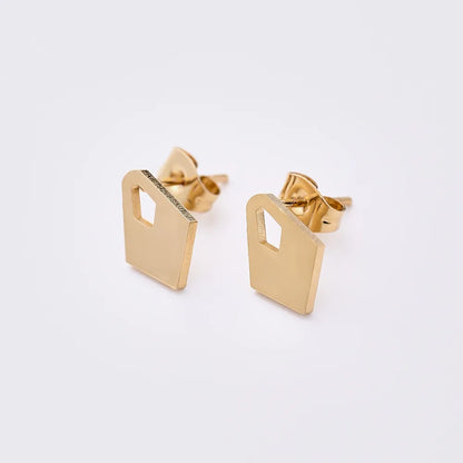 12 Pairs Casual Modern Style Simple Style Triangle Geometric Oval Handmade Polishing Laser 304 Stainless Steel Gold Plated Ear Studs