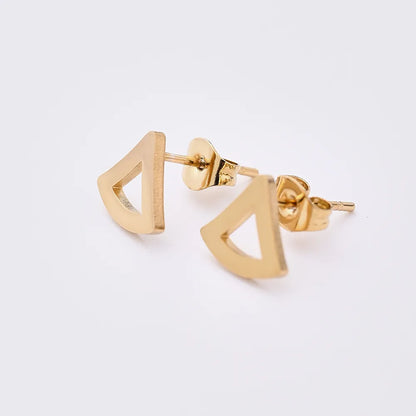 12 Pairs Casual Modern Style Simple Style Triangle Geometric Oval Handmade Polishing Laser 304 Stainless Steel Gold Plated Ear Studs