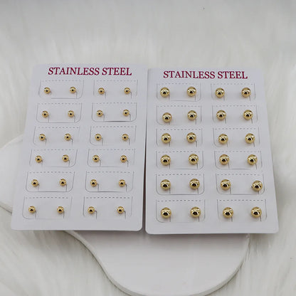 12 Pairs Casual Simple Style Classic Style Round Plating 304 Stainless Steel Gold Plated Ear Studs