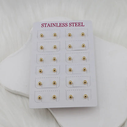 12 Pairs Casual Simple Style Classic Style Round Plating 304 Stainless Steel Gold Plated Ear Studs