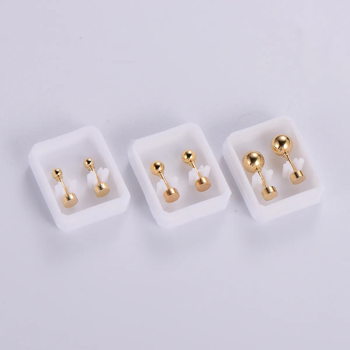 12 Pairs Simple Style Classic Style Round Polishing Plating 304 Stainless Steel Ear Studs