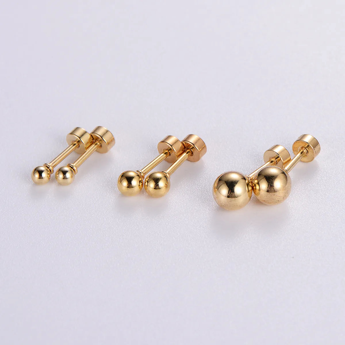 12 Pairs Simple Style Classic Style Round Polishing Plating 304 Stainless Steel Ear Studs