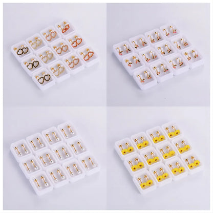 12 Pairs Simple Style Pearl Chrysanthemum Butterfly Plating Stainless Steel 18k Gold Plated Ear Studs