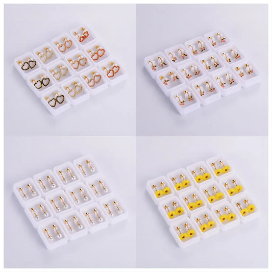 12 Pairs Simple Style Pearl Chrysanthemum Butterfly Plating Stainless Steel 18k Gold Plated Ear Studs